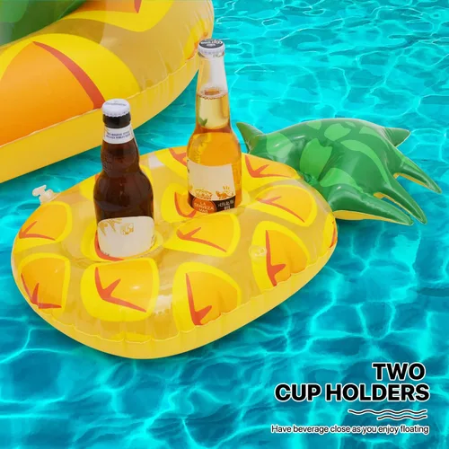 Miniatura 5 de MoNiBloom Flotadores inflables 2 en 1 para piscina para adultos, flotadores gigantes de piscina con portavasos desmontable, tumbona de agua