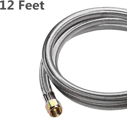 Miniatura 4 de DOZYANT Manguera de reemplazo de regulador de propano universal QCC1 de baja presión de 12 pies con medidor de tanque de propano, manguera trenzada