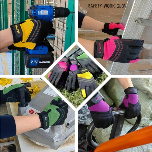 Miniatura 7 de Guantes de trabajo de seguridad para hombres y mujeres, guantes de trabajo utilitarios, guantes de mecánico, guantes de trabajo de patio, ajuste
