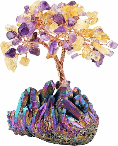 Miniatura 12 de Mookaitedecor - Árbol de cristal con base de cuarzo, bonsái para la riqueza y buena suerte