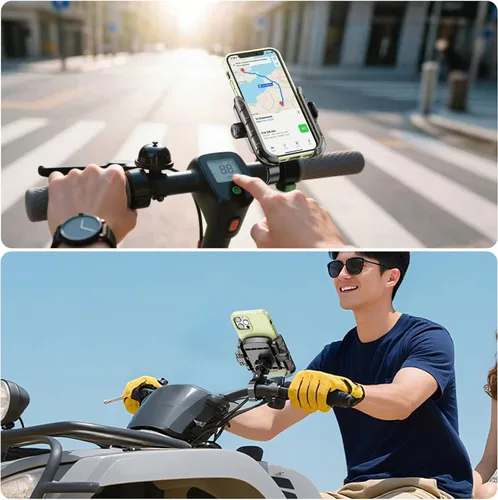 Miniatura 8 de LOKTENWO Soporte de teléfono para motocicleta y bicicleta, soporte para teléfono celular con bloqueo y liberación, base de montaje de manillar