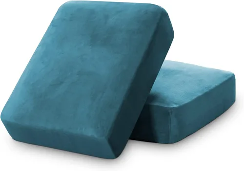 Miniatura 69 de PrinceDeco Funda marrón para muebles, 2 fundas de cojín elásticas de terciopelo para cojines individuales, aptas para mascotas, se mantiene en su