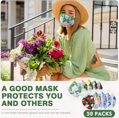 Miniatura 3 de Mascarillas Faciales KN95, paquete de 50 unidades, mascarillas faciales desechables empaquetadas individualmente con lazos elásticos de alta