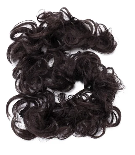 Miniatura 12 de CAISHA Postizo de Cabello, Envoltura de Cabello, Fibras Sintéticas Resistente al Calor, Rizado Desordenado, Recogido, Negro HW6