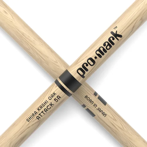Miniatura 3 de ProMark Baquetas de batería Classic Attack 5A Shira Kashi Oak Drumsticks, punta ovalada de madera, un par