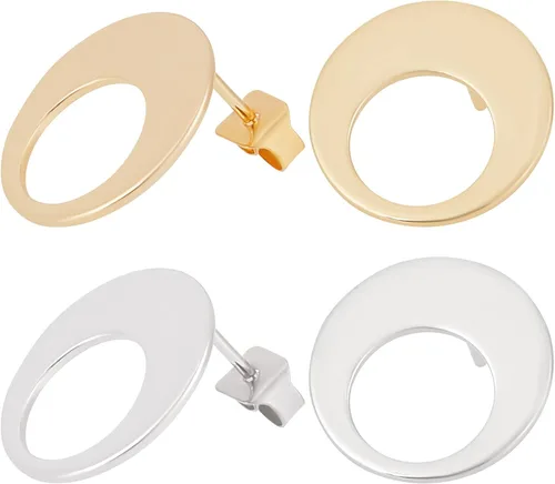 Miniatura 14 de Beebeecraft 1 caja, 20 aretes chapados en oro de 18 quilates con bucle, aretes geométricos de círculo simple con 20 piezas de mariposa para hacer