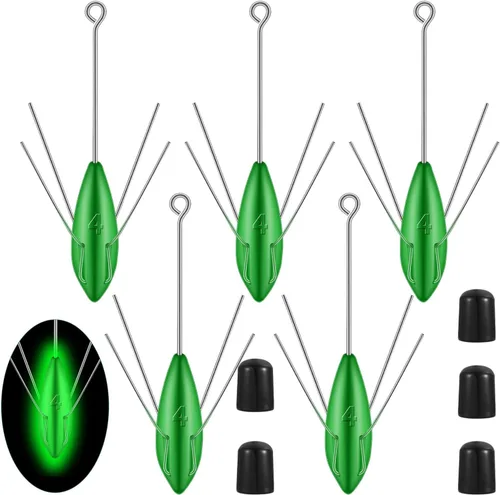 Miniatura 10 de Libima Sputnik Sinker - Pesas de araña de cola larga Sputnik para pesca de pez gato, pesca de mar, arena, océano, playa, verde
