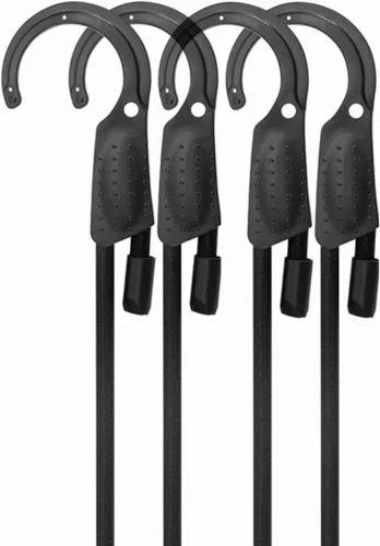 Miniatura 17 de Cuerdas elásticas ajustables de 18 pulgadas con ganchos, ajuste flexible de 6.5 a 18 pulgadas, correas elásticas negras con elasticidad superior