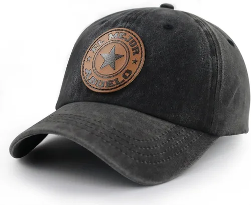 Miniatura 2 de World's Best - Gorra de béisbol con parche de cuero, ajustable, bordada, de algodón, para el día del padre, para papá