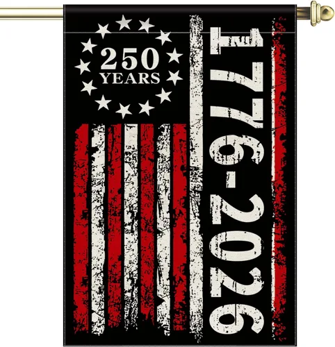 Miniatura 10 de Bandera de jardín con el 250 aniversario de Estados Unidos, bandera del 250 aniversario de Estados Unidos 1776-2026, bandera patriótica