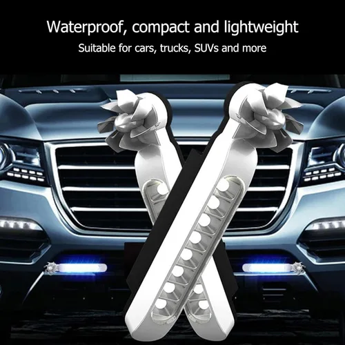 Miniatura 6 de 2 luces de circulación diurna, 8 LED, impermeables, alimentadas por energía eólica, para exteriores, luz diurna para automóvil, para automóviles