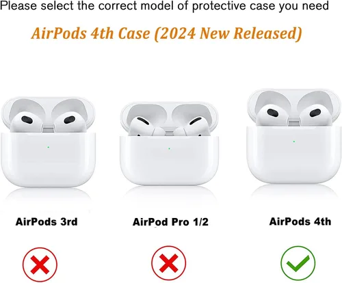 Miniatura 6 de Funda para AirPods 4 2024 con mosquetón de llavero, funda transparente para AirPods 4, diseño de anime, funda suave con adornos para niños, niñas