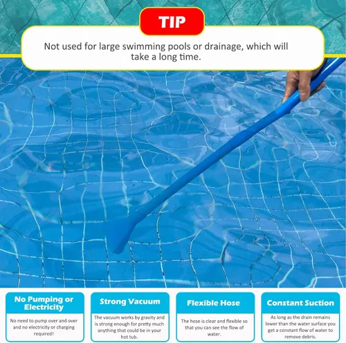 Miniatura 2 de Pyhodi Aspiradora de bañera de hidromasaje, aspiradora de spa inalámbrica, operación manual, potente limpiador de piscina de mano con manguera