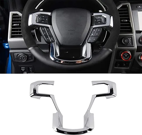 Keptrim Funda cromada para volante F-150 ABS con moldura para Ford F150 2015-2020, para F250 F350 2017-2022, para Ford Expedition 2018-2021 ABS
