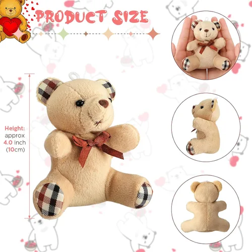 Miniatura 2 de Junkin 48 piezas de mini oso de peluche a granel de 4 pulgadas, pequeño oso suave para bricolaje, llavero de fiesta, regalo de decoración de boda