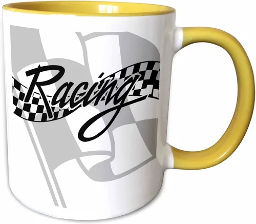 Miniatura 12 de 3dRose Taza de café, tamaño – 15 oz – Bandera de carreras a cuadros en blanco y negro PS Creations – divertido regalo de taza de café