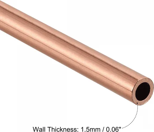 Miniatura 3 de uxcell Tubo redondo de cobre 0.354 in OD 0.059 in espesor de pared 3.937 in longitud tubería 2 piezas