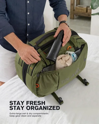 Miniatura 3 de Tolaccea Mochila de viaje para laptop para hombres y mujeres, mochila de transporte expandible de 40L-50L con compartimento húmedo y seco, mochila