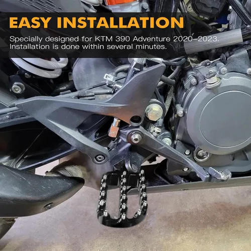 Miniatura 2 de NICECNC Estriberas planas horizontales negras de ángulo ancho estilo rally compatibles con KTM 390 Adventure 2020 2021 2022 2023, aluminio 6061
