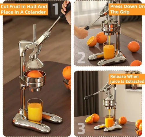 Miniatura 5 de Nisorpa Exprimidor manual de acero inoxidable Prensa de mano comercial Máquina exprimidora de cítricos Exprimidor de frutas Granada Naranja y Limón