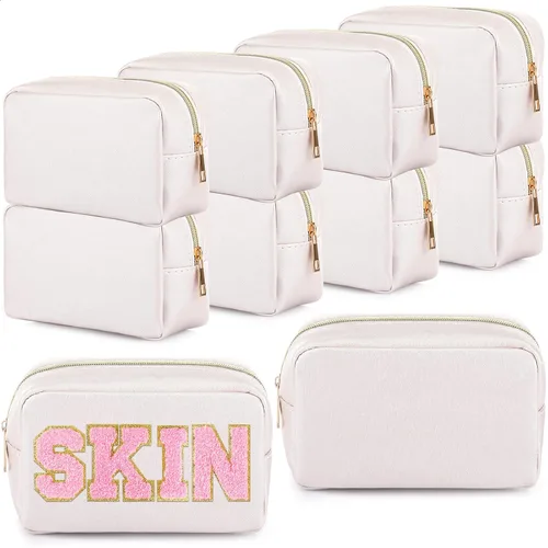 Miniatura 17 de Sweetude 10 bolsas de maquillaje a granel para mujeres, regalo preparatorio, bolsa de cosméticos de piel sintética, pequeña bolsa de aseo