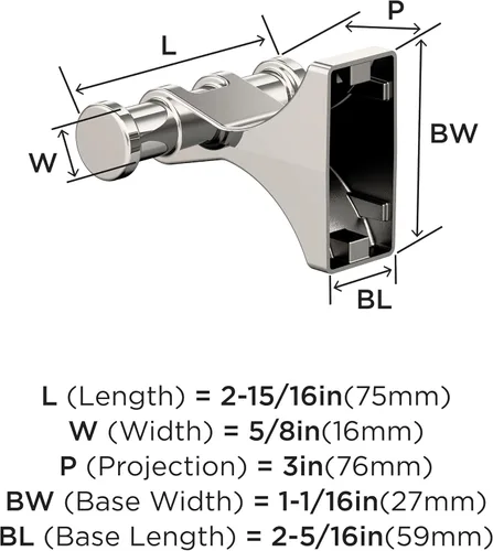 Miniatura 4 de Amerock BH36050PN Gancho doble para bata de baño de níquel pulido 2-15/16 pulgadas (2.953 in) de longitud Davenport Gancho para toallas