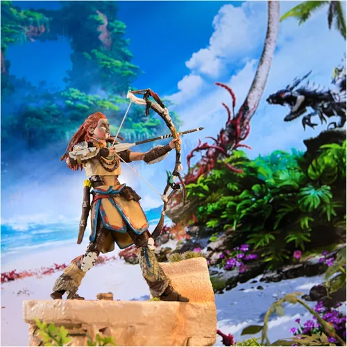 Miniatura 6 de PlayStation Horizon Forbidden West, Figura de acción Aloy Deluxe de 6 pulgadas con 15 accesorios, The Shapes Collection, para fanáticos