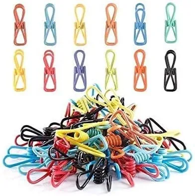 Clips para bolsas de chips, paquete de 40 clips de alambre de acero recubiertos de PVC, alfileres de ropa multiusos para oficina en casa y clip de