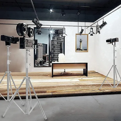 Miniatura 6 de Soporte de trípode de video para fotografía de acero inoxidable, soporte de trípode acolchado con resorte, 9.5 pies/9.2 ft, adaptador universal