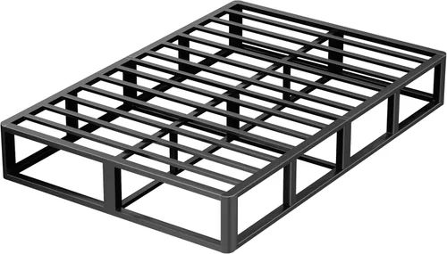 Miniatura 12 de VIPSHOW - Base de cama metálica de 10 pulgadas tamaño Queen con esquinas redondas, base de plataforma baja, listones de acero resistente hasta 3000