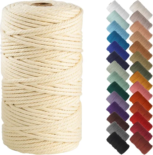Miniatura 39 de NOANTA - Cuerda de macramé color beige natural, 1/8 pulgadas (3 mm) x 109 yardas (100 metros), cuerda de algodón colorido para colgar en la pared