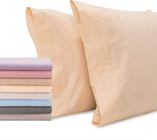 Miniatura 17 de Superity Linen Fundas de almohada de tamaño estándar, cerramiento abierto, paquete de 2, 100% algodón suave y cómodo, color azul