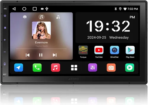 ATOTO A5L - Estéreo de coche doble DIN Android de 7 pulgadas, radio de coche con Wi-Fi/Bluetooth/USB, CarPlay inalámbrico y Android Auto