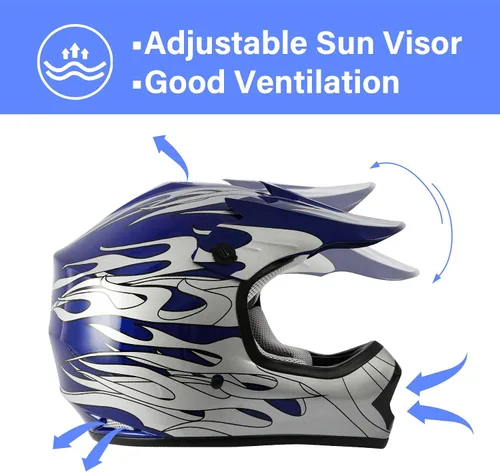 Miniatura 2 de XFMT DOT Casco de Dirt Bike para Niños y Jóvenes de Cara Completa, Cascos de Motocross para Off-Road ATV Bicicleta de Calle Cuatrimoto Motocicleta