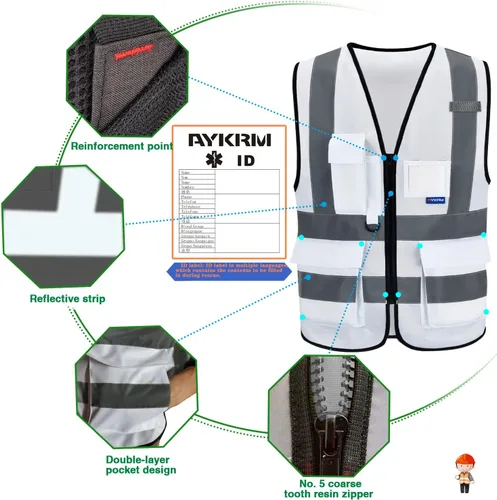 Miniatura 5 de A-SAFETY Chaleco de Seguridad Reflejante de Alta Visibilidad con Logo Personalizado (XS-8XL)