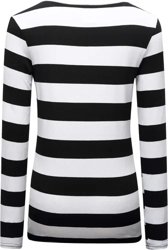 Miniatura 4 de OThread & Co. Camiseta de manga larga a rayas con cuello redondo para mujer