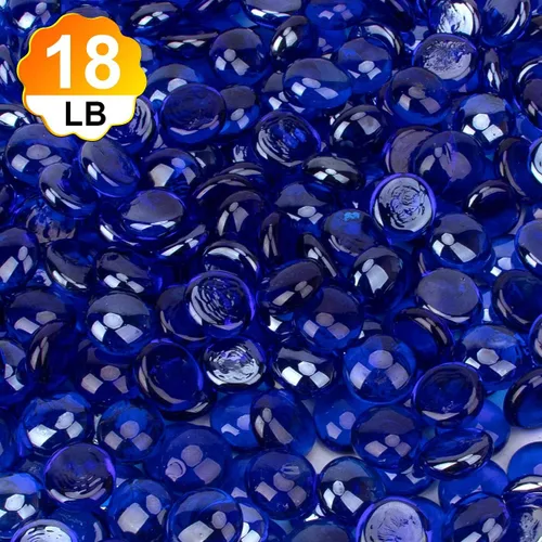 Miniatura 2 de [18 libras] Cuentas de vidrio para fuego, gotas de vidrio, cuentas planas de vidrio para fogata de gas, chimenea, brillo azul cobalto, gemas