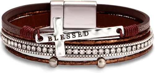 Miniatura 21 de Fesciory - Pulsera de leopardo para mujer, estilo bohemio de cuero multicapa con perlas de cristal