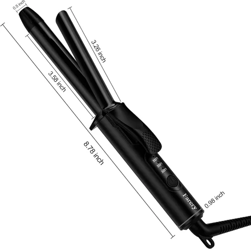 Miniatura 7 de FARERY Mini rizador de pelo de cerámica de 1/2 pulgada con 3 temperaturas ajustables, 100-240 V de doble voltaje, rizador de viaje para cabello