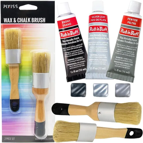 Miniatura 15 de Pinceles de cera Rub 'n Buff tonos dorados y Pixiss - hoja de oro, oro griego, oro antiguo (15ml) - Pintura de cera de dorado con brillo Paquete