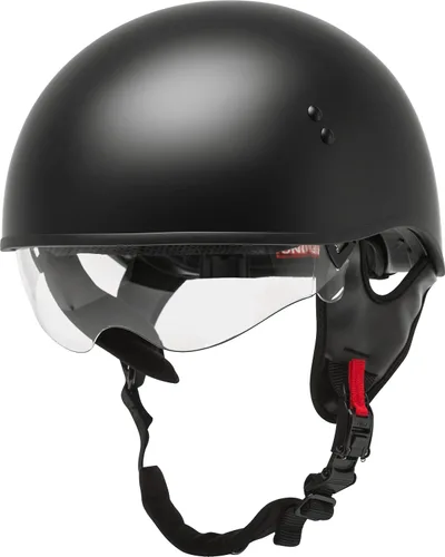 Miniatura 4 de GMAX HH-65 Naked Motorcycle Street Half Helmet (negro mate, mediano)