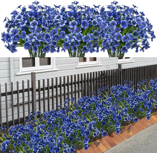 LikSoor 21 paquetes de flores artificiales para exteriores, resistentes a los rayos UV, sin decoloración, flores falsas de plástico para exteriores,