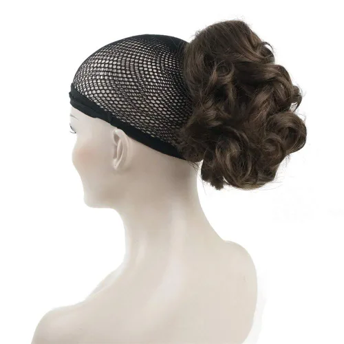 Miniatura 16 de Aimole Extensiones de clip de garra sintética de dama de cola de caballo gris rizado corto (48T)