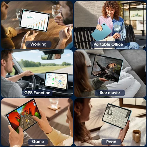 Miniatura 7 de JIKOCXN Tableta Android 15 de 10.1 pulgadas, 128 GB de almacenamiento 1TB Expand, procesadores Octa-Core, 6000mAh, Widevine L1, GPS, cámara dual