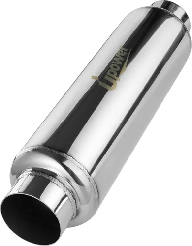 Miniatura 9 de Upower Resonador de escape de entrada y salida de 2.5 pulgadas, cuerpo de 4 x 8.5 pulgadas, silenciador de acero inoxidable recto con longitud total