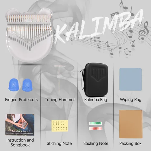Miniatura 3 de YUNDIE - Piano de pulgar acrílico Kalimba, portátil de 17 teclas, piano de cristal Mbira, instrumentos musicales, regalo de cumpleaños para adultos
