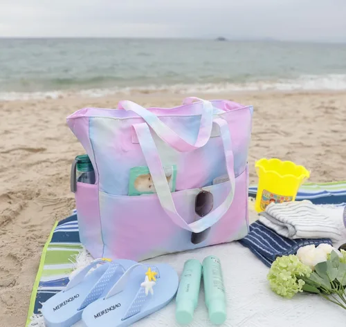Miniatura 9 de Bolsa de playa y piscina para mujer, grande, bolsa de gimnasio con compartimento húmedo para viajes, impermeable