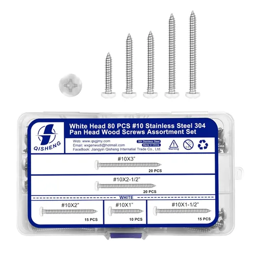 Miniatura 21 de White Head - 25 tornillos de madera Phillips de acero inoxidable #10 x 4, tornillos recubiertos blancos, tornillos de madera, tornillos de acero