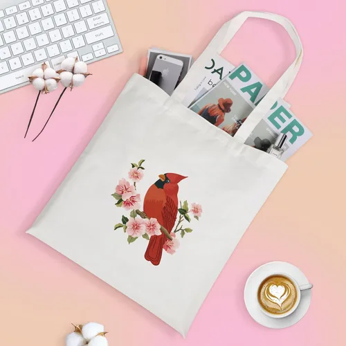 Miniatura 3 de Bolsa de lona Louise Maelys para mujer, linda estética cardenal, de algodón, para compras, regalo para mujeres, bolsas de comestibles reutilizables