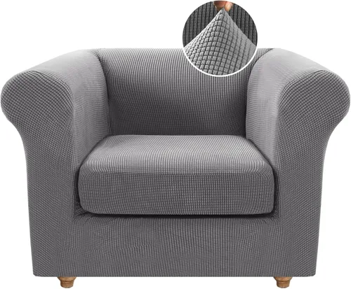Miniatura 21 de Funda para silla Chesterfield de 2 piezas para sofá de 1 cojín, fundas para silla de brazo alto, 1 asiento, alta elasticidad, lavable, protector